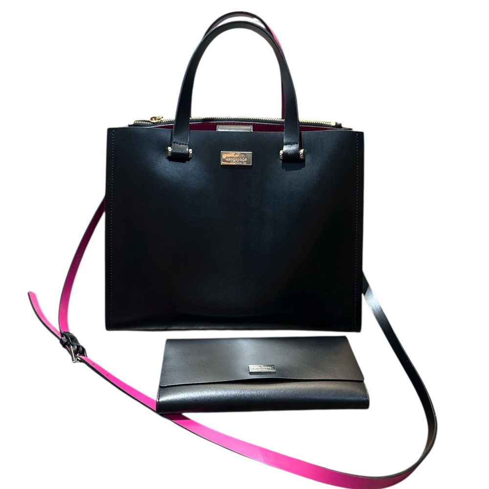 Kate Spade Arbour Hill Krya Black/Hot Pink and Putnam Dr Pim Wallet Set